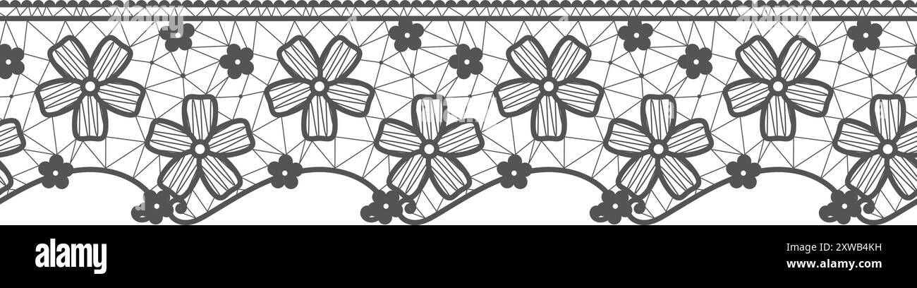 Motivo decorativo in pizzo. Ornamento floreale in tessuto vintage Illustrazione Vettoriale