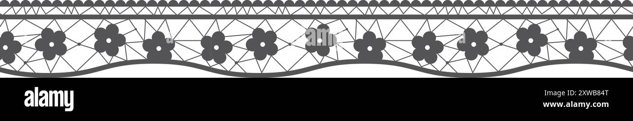 Bordo nero in pizzo. Romantico motivo decorativo alla moda Illustrazione Vettoriale