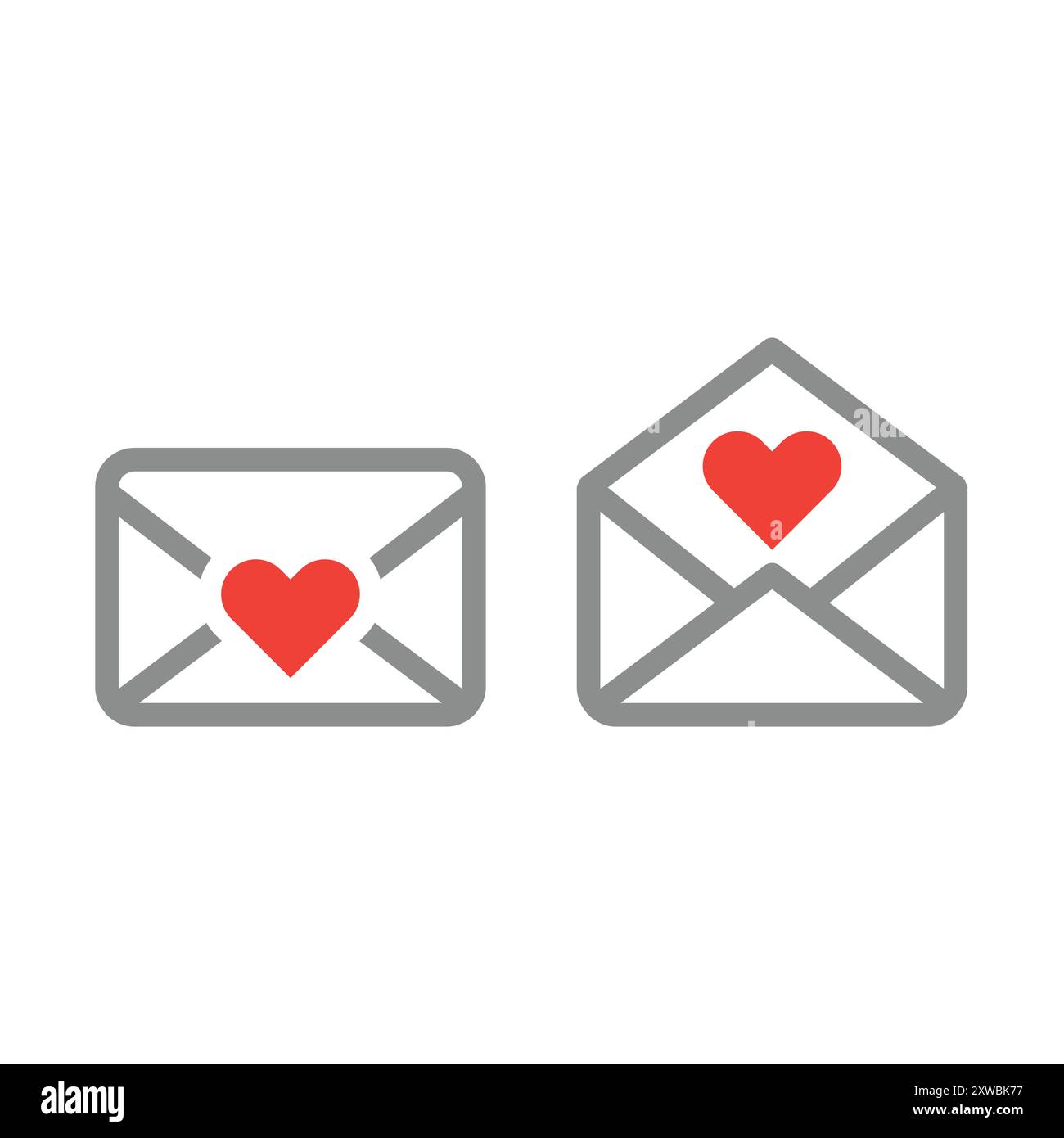 Icona vettore lettera amore. Busta con il cuore, il messaggio dell'app di incontri. Illustrazione Vettoriale