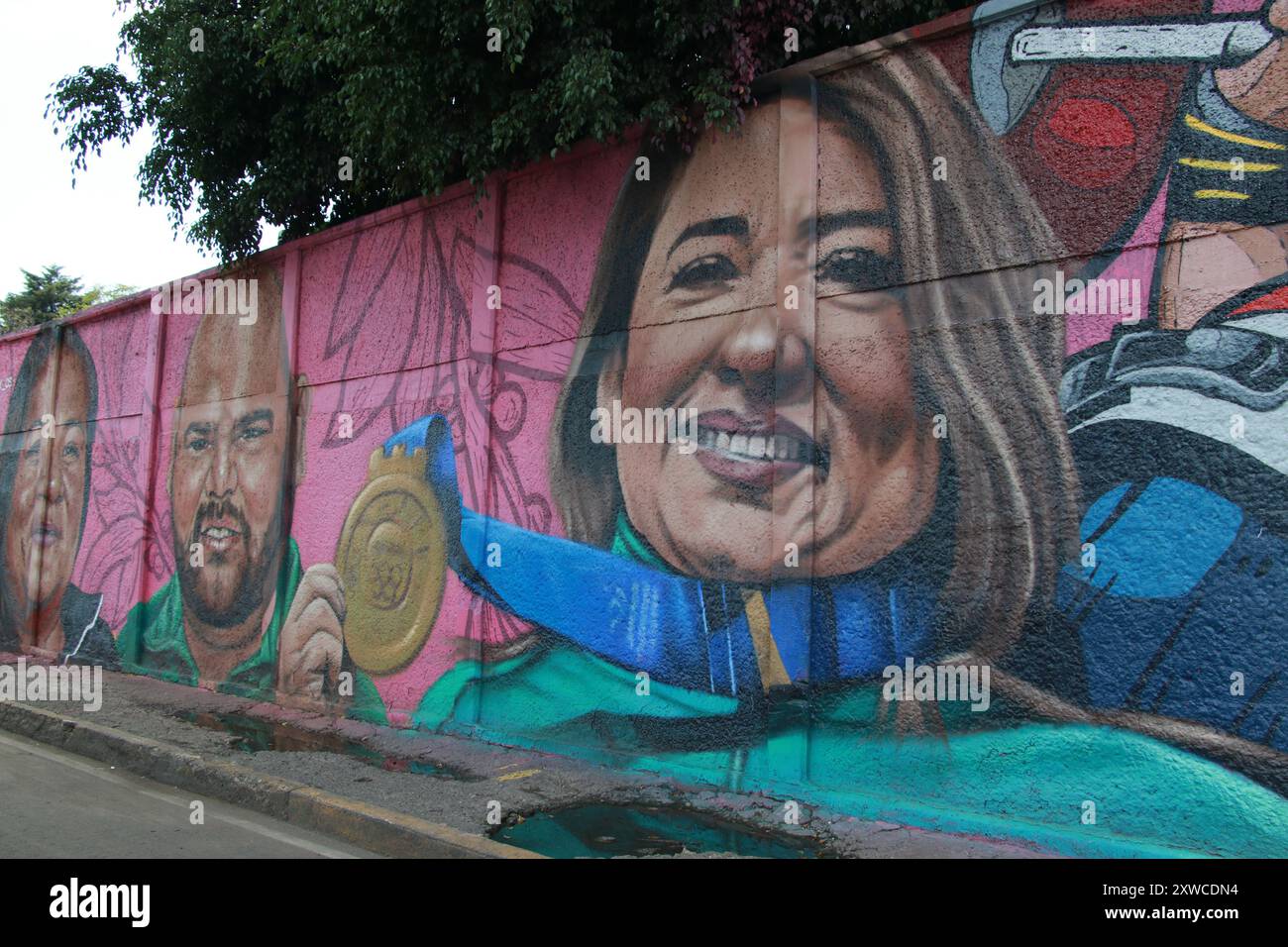 Un murale in onore dei 67 atleti messicani paralimpici che parteciperanno alla diciassettesima edizione dei Giochi paralimpici, che si svolgeranno a Parigi da agosto 28, è stato visto su Viaducto Tlalpan nel sud di città del Messico. (Foto di Luis Tovar/SOPA Images/Sipa USA) credito: SIPA USA/Alamy Live News Foto Stock