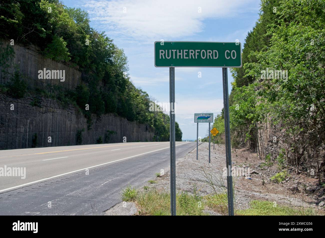 Indicazioni stradali per la contea di Rutherford Foto Stock