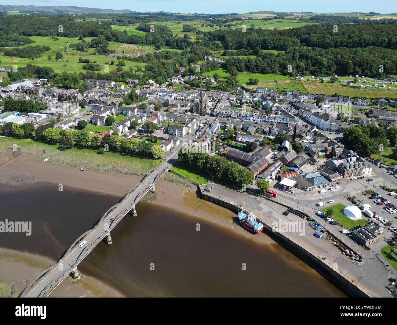 Kirkcudbright, Scozia vista aerea della città e del fiume Dee - foto agosto 2024 Foto Stock