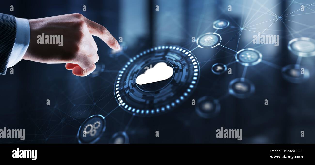 Concetto di cloud computing. Icona Business Click Foto Stock