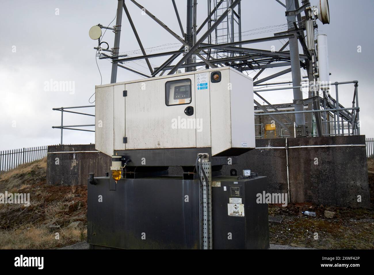 palo per telecomunicazioni ulstercom mobile in cima al collinward hill glasses na bradan wood newtownabbey, contea di antrim, irlanda del nord, regno unito Foto Stock