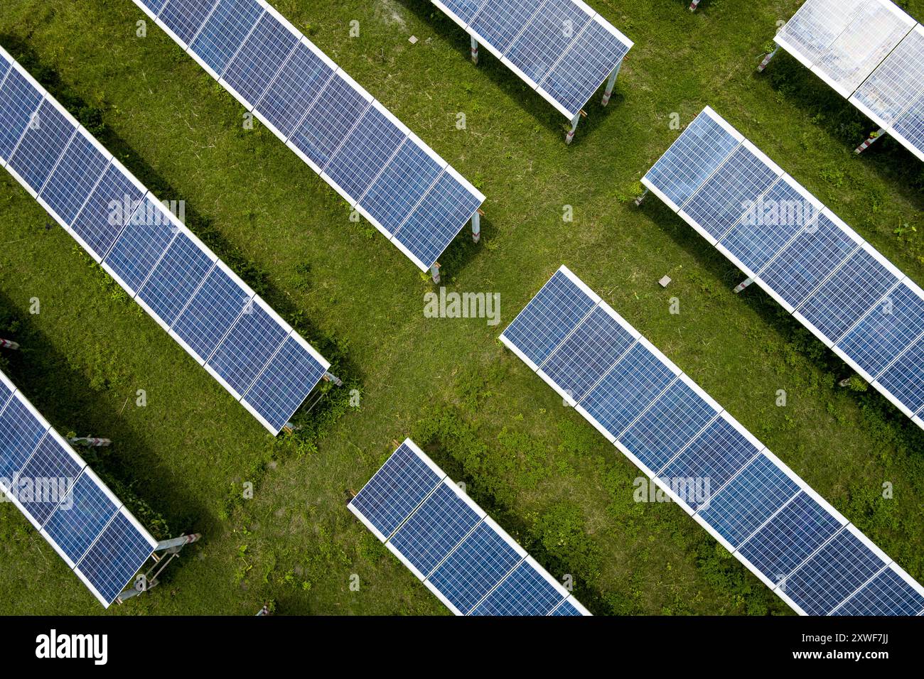 Pannelli solari nel villaggio solare eretto dall'amicizia nel Phechuka Patrakhata vicino a Montola. Foto Stock