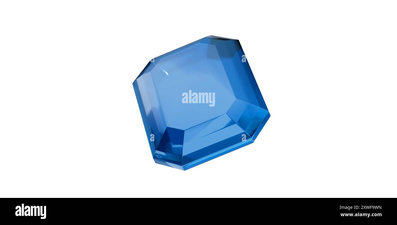 Gemma zaffiro su sfondo trasparente, diamante blu gemma isolato. Foto Stock
