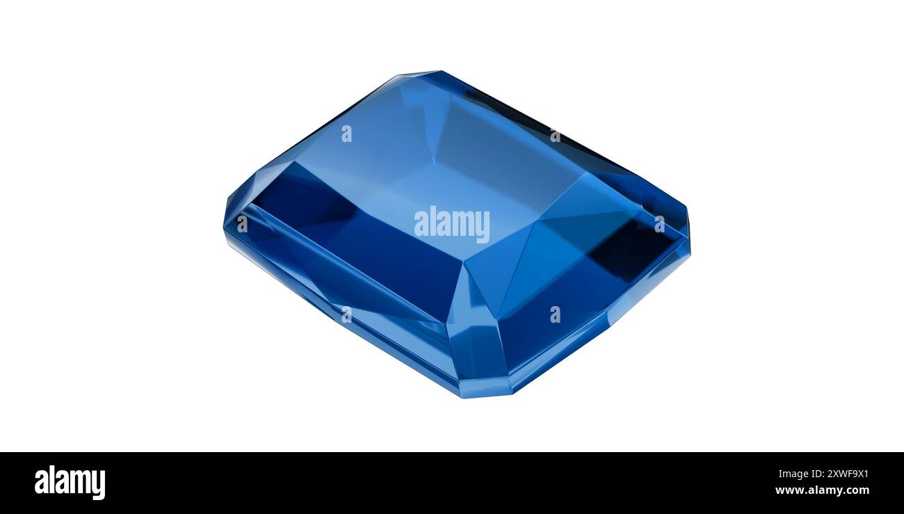 Gemma zaffiro su sfondo trasparente, diamante blu gemma isolato. Foto Stock