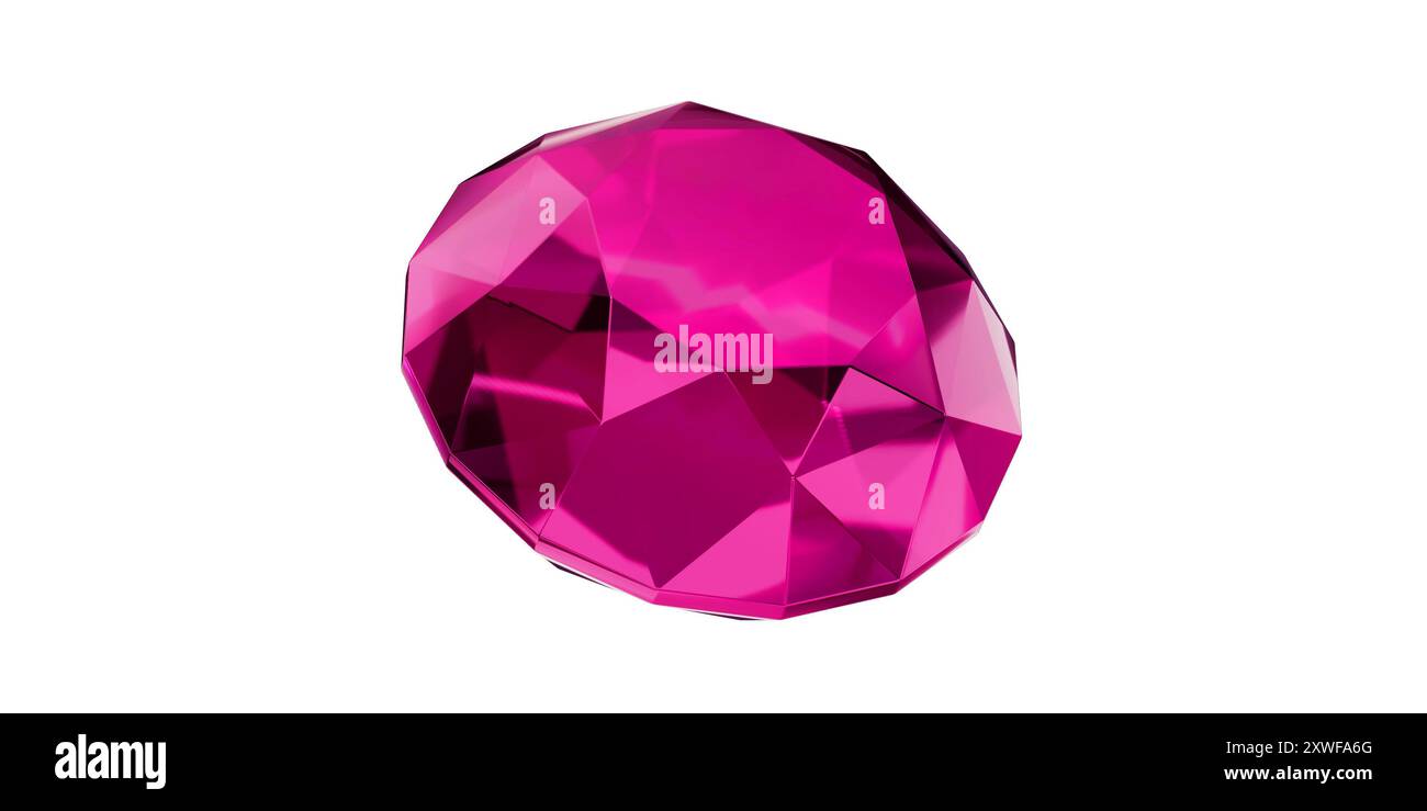 Perla di tormalina su sfondo trasparente, isolata con diamante di pietre preziose rosa. Foto Stock