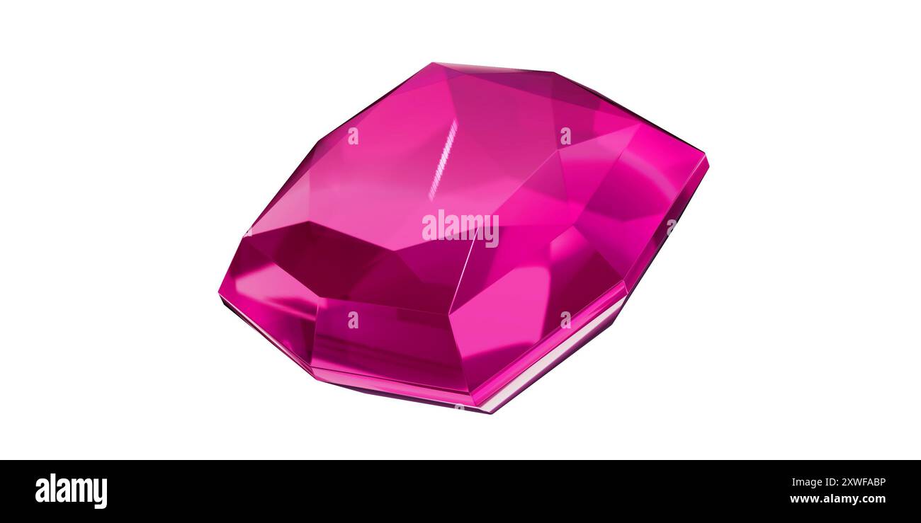 Perla di tormalina su sfondo trasparente, isolata con diamante di pietre preziose rosa. Foto Stock