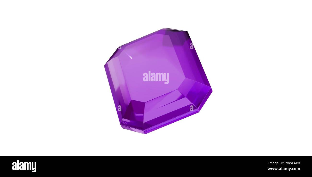 Amethyst Gem su sfondo trasparente, gemma viola isolata con diamante. Foto Stock
