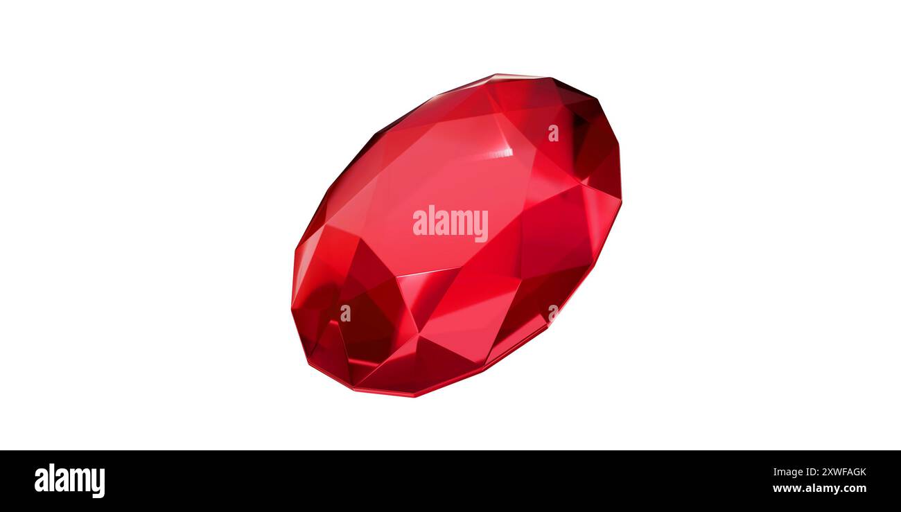 Ruby Gem su sfondo trasparente, diamante rosso gemma isolato. Foto Stock