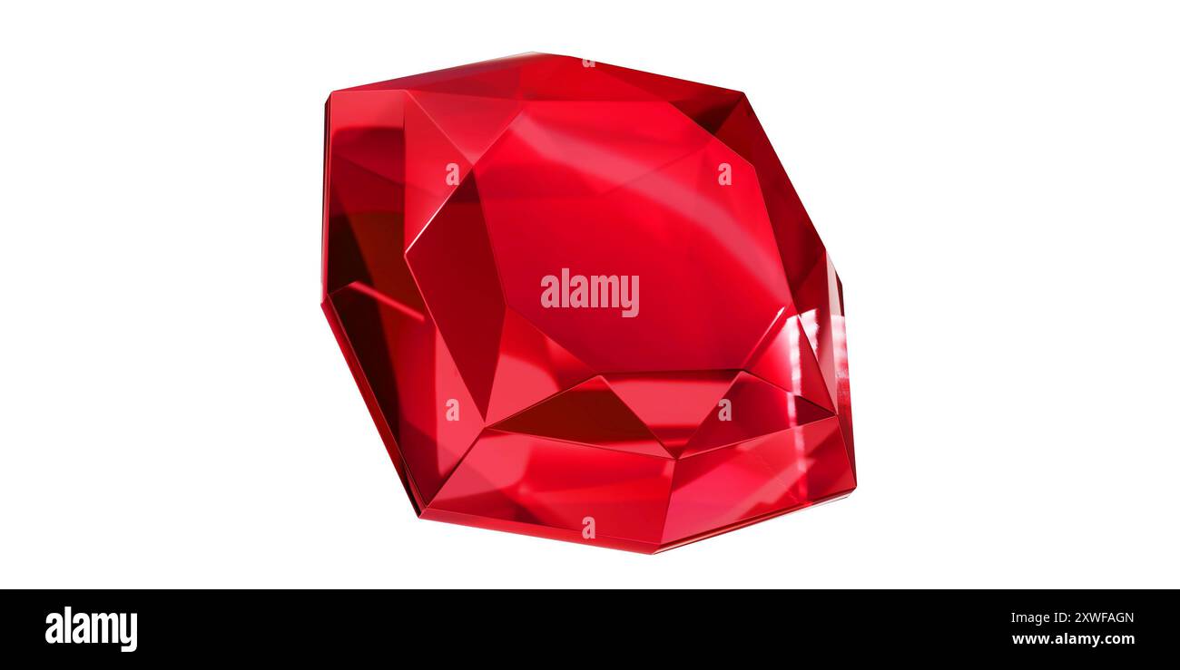 Ruby Gem su sfondo trasparente, diamante rosso gemma isolato. Foto Stock
