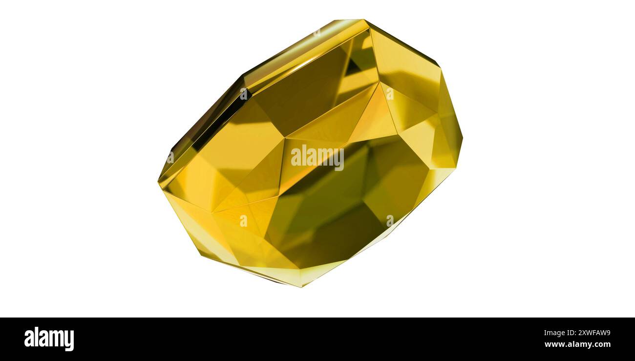 Topaz Gem su sfondo trasparente, pietra preziosa gialla isolata con diamante. Foto Stock
