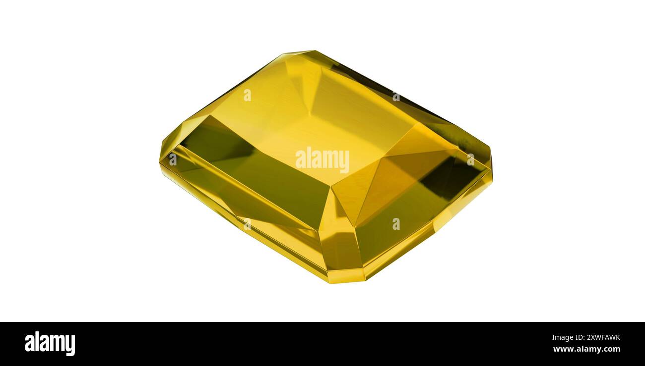 Topaz Gem su sfondo trasparente, pietra preziosa gialla isolata con diamante. Foto Stock