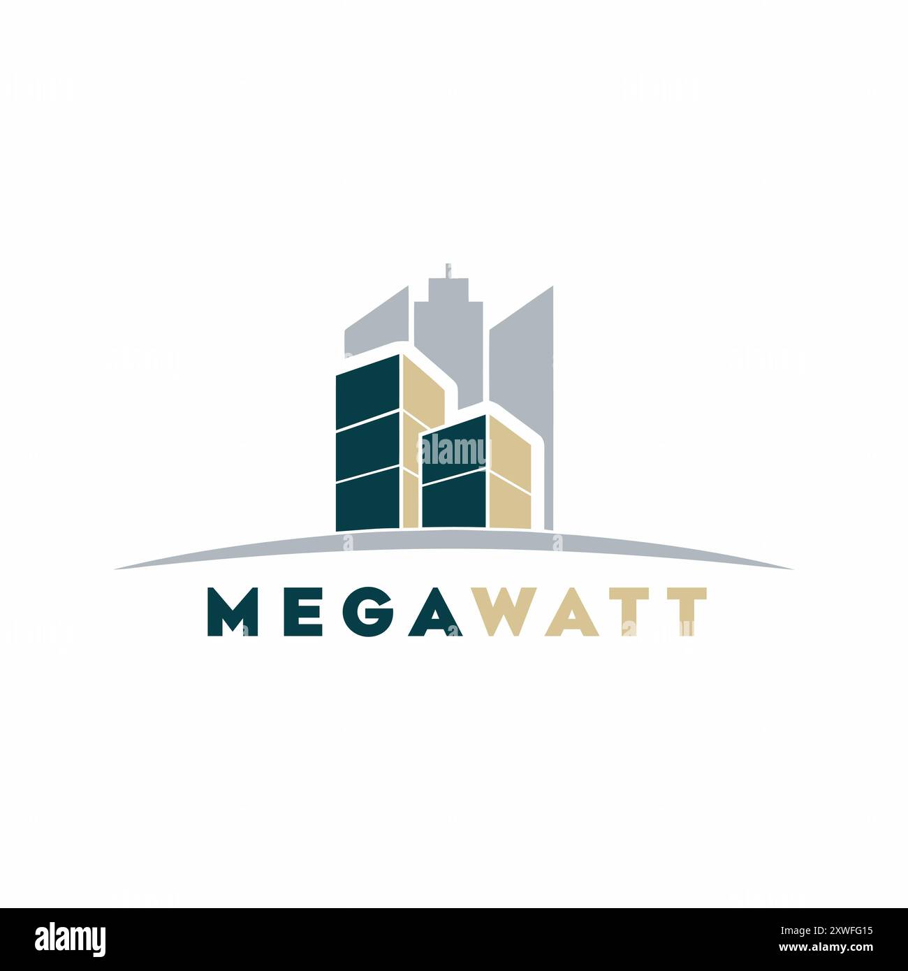 Logo immobiliare con edifici moderni di grattacieli per la costruzione e l'urbano Illustrazione Vettoriale
