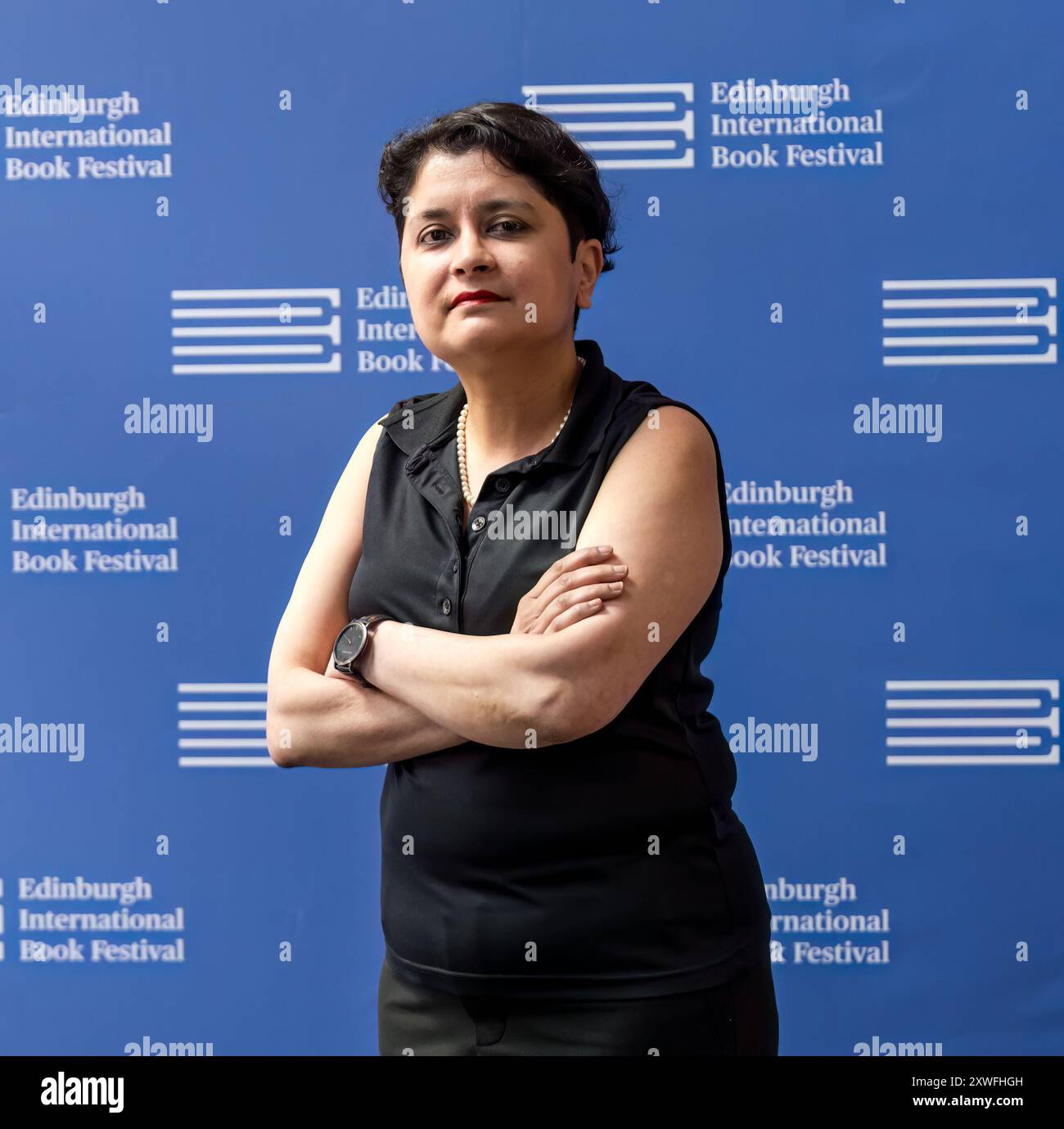 Baronessa Shami Chakrabarti, politica laburista e avvocato dei diritti umani all'Edinburgh International Book Festival, Scozia, Regno Unito Foto Stock