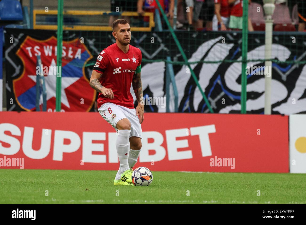 Cracovia, Polonia. 19 agosto 2024. Football 2024 2025 Betclic 1 Liga Wisla Cracovia vs Arka Gdynia op: Alan Uryga crediti: Konrad Swierad/Alamy Live News Foto Stock