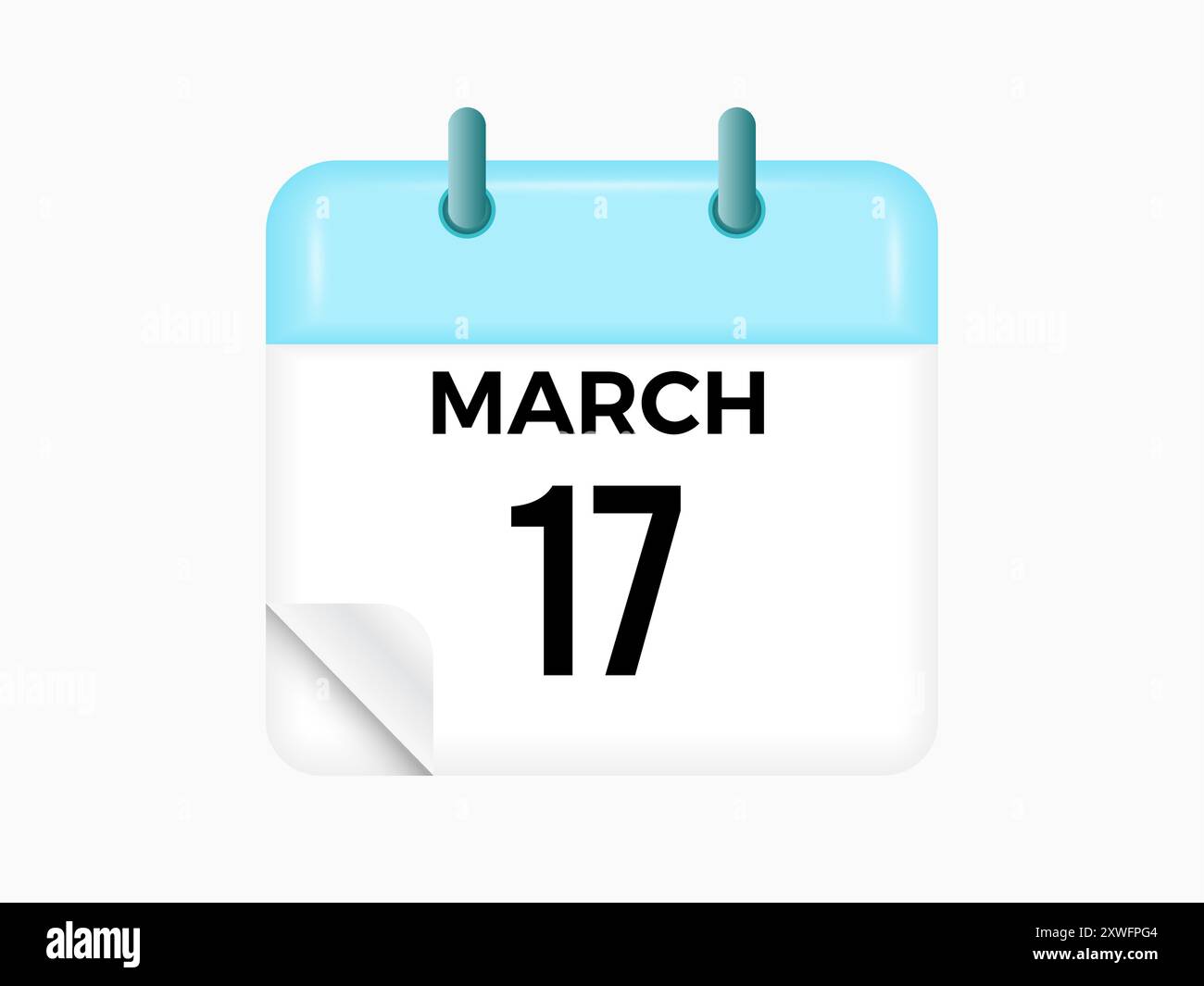 17 marzo - calendario e calendario. Promemoria icona Calendario giornaliero. Illustrazione vettoriale. Illustrazione Vettoriale