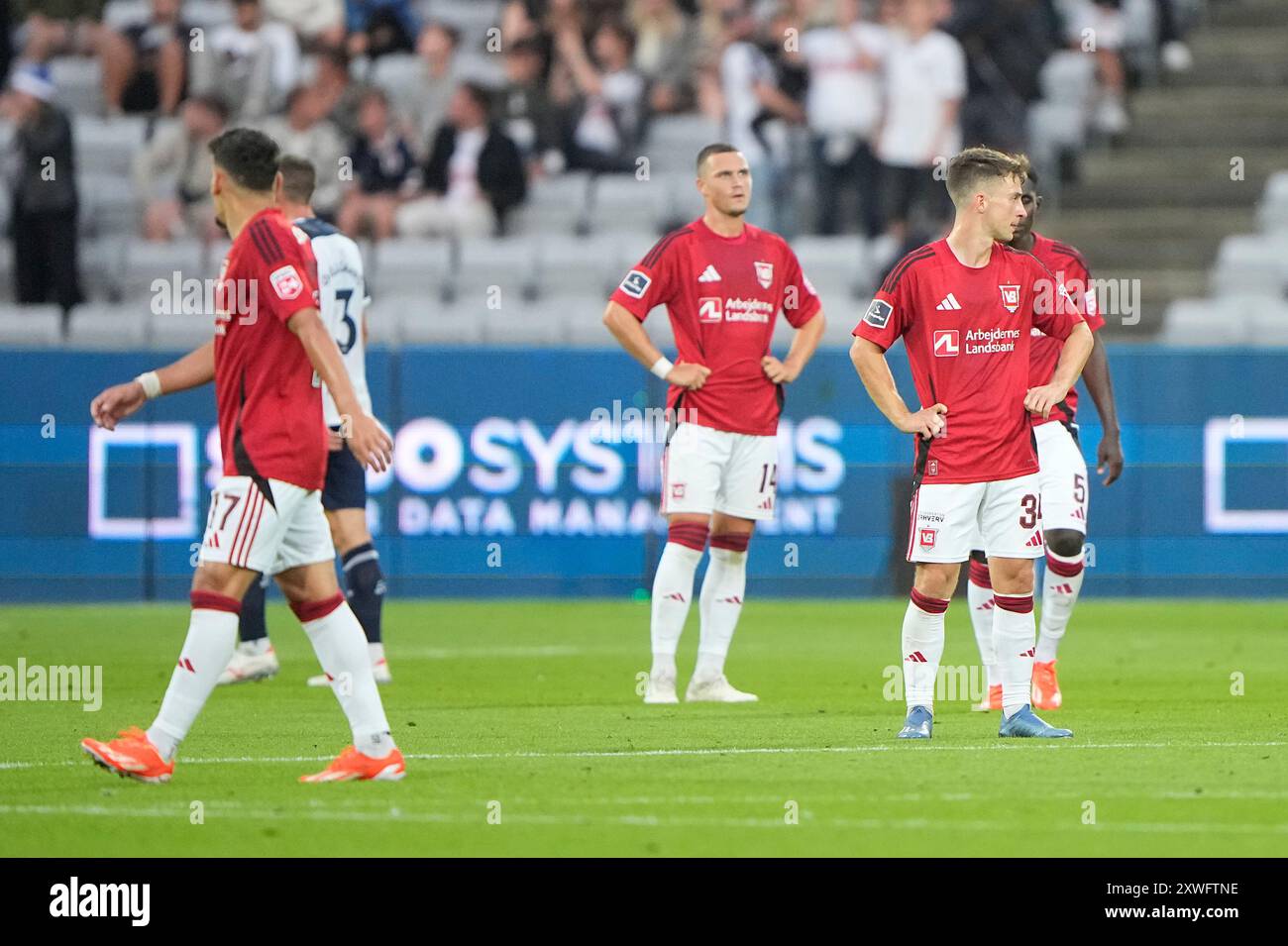 Aarhus, Danimarca. 19 agosto 2024. Superliga match tra AGF e Vejle Boldklub al Ceres Park di Aarhus lunedì 19 agosto 2024. (Foto: Bo Amstrup/Scanpix 2024) credito: Ritzau/Alamy Live News Foto Stock