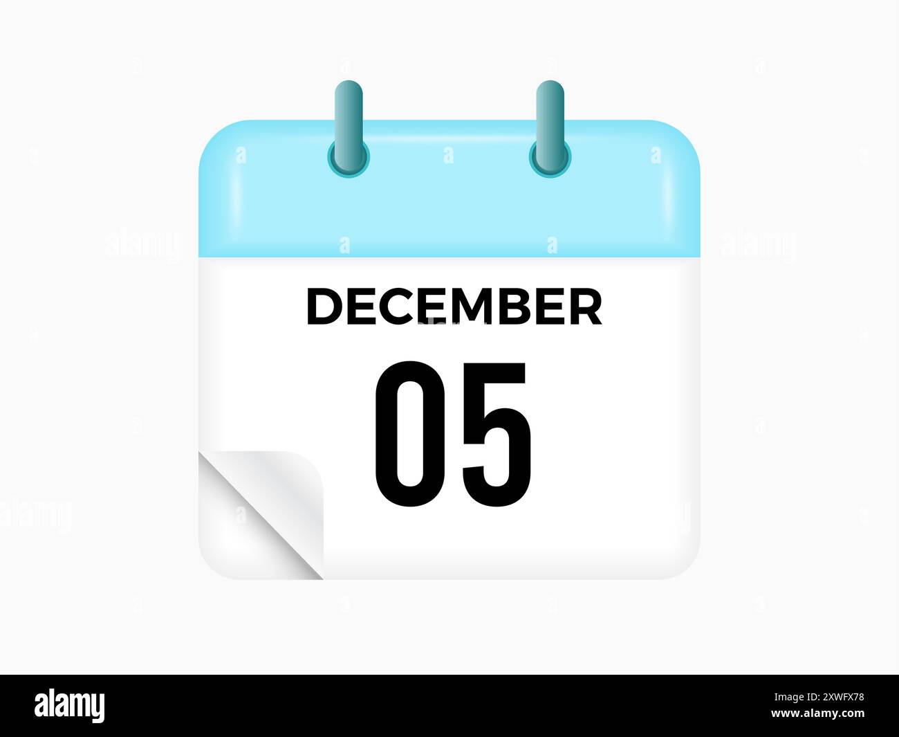 5 dicembre - calendario e calendario. Promemoria icona Calendario giornaliero. Illustrazione vettoriale. Illustrazione Vettoriale