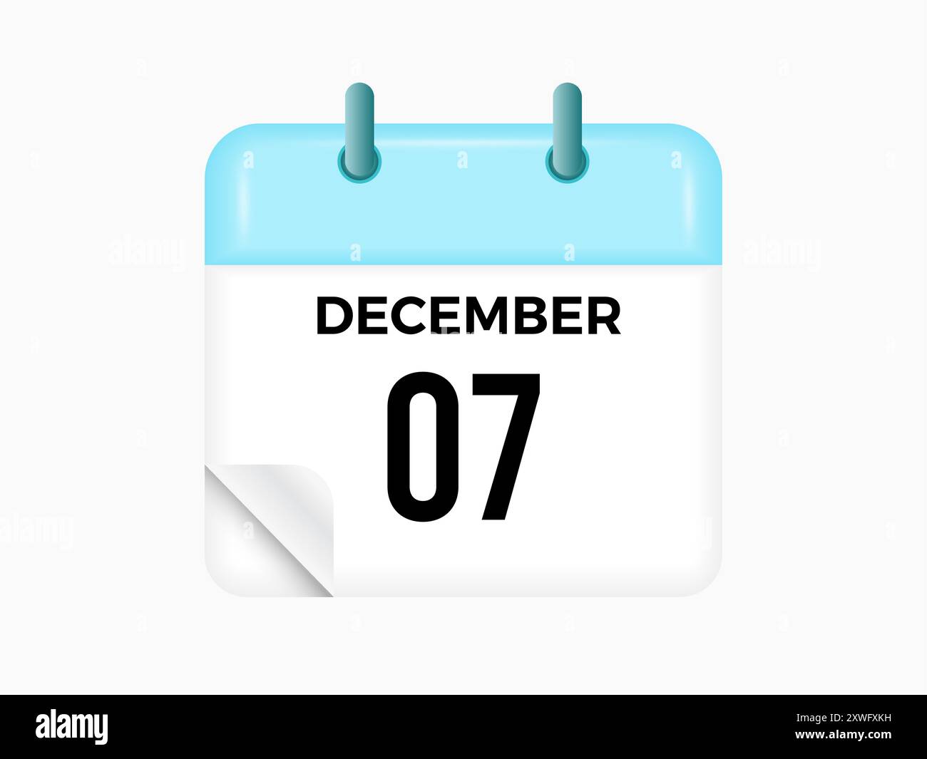 7 dicembre - calendario e calendario. Promemoria icona Calendario giornaliero. Illustrazione vettoriale. Illustrazione Vettoriale