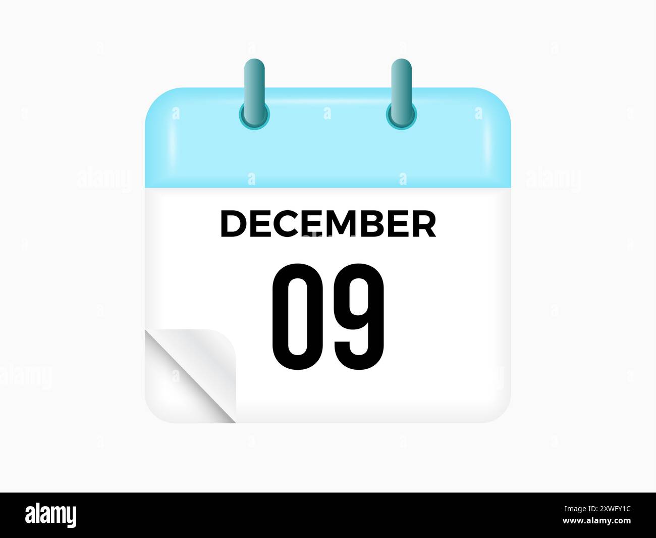 9 dicembre - calendario e calendario. Promemoria icona Calendario giornaliero. Illustrazione vettoriale. Illustrazione Vettoriale