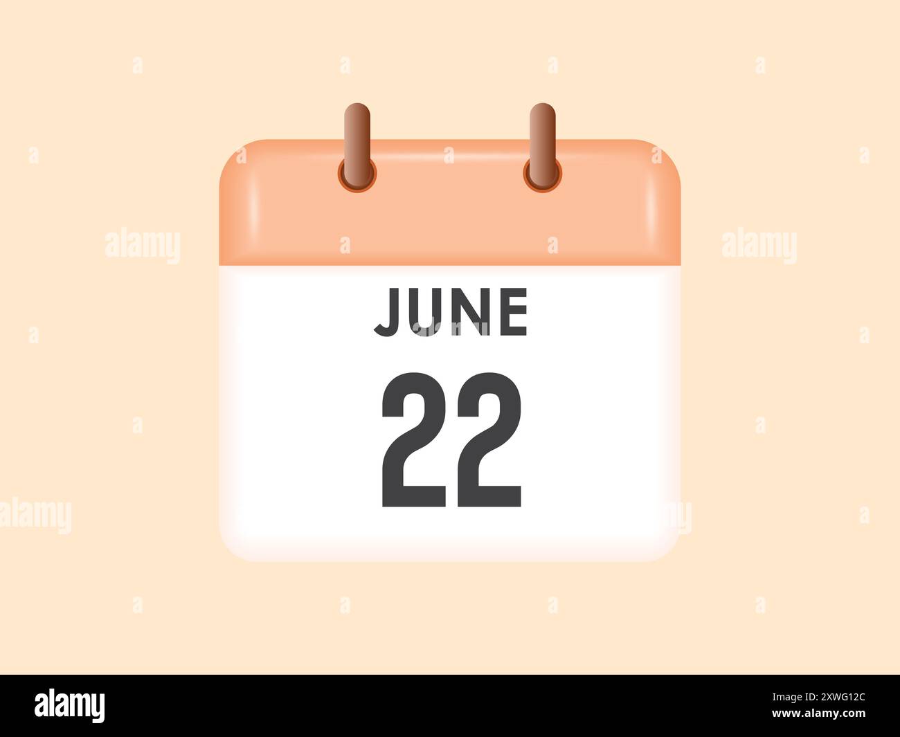 22 giugno - calendario e calendario. Promemoria icona Calendario giornaliero. Illustrazione vettoriale. Illustrazione Vettoriale