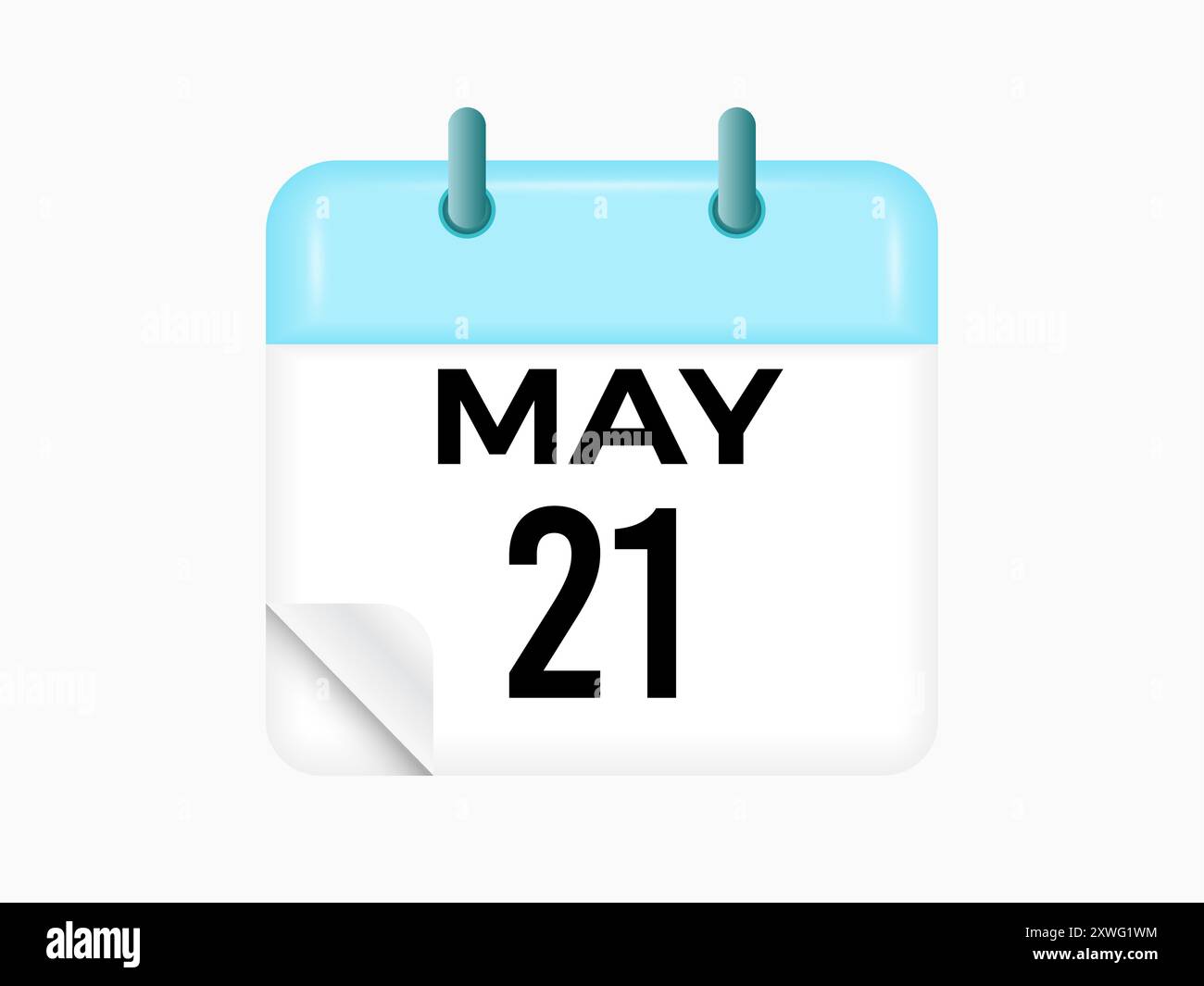 21 maggio - calendario e calendario. Promemoria icona Calendario giornaliero. Illustrazione vettoriale. Illustrazione Vettoriale