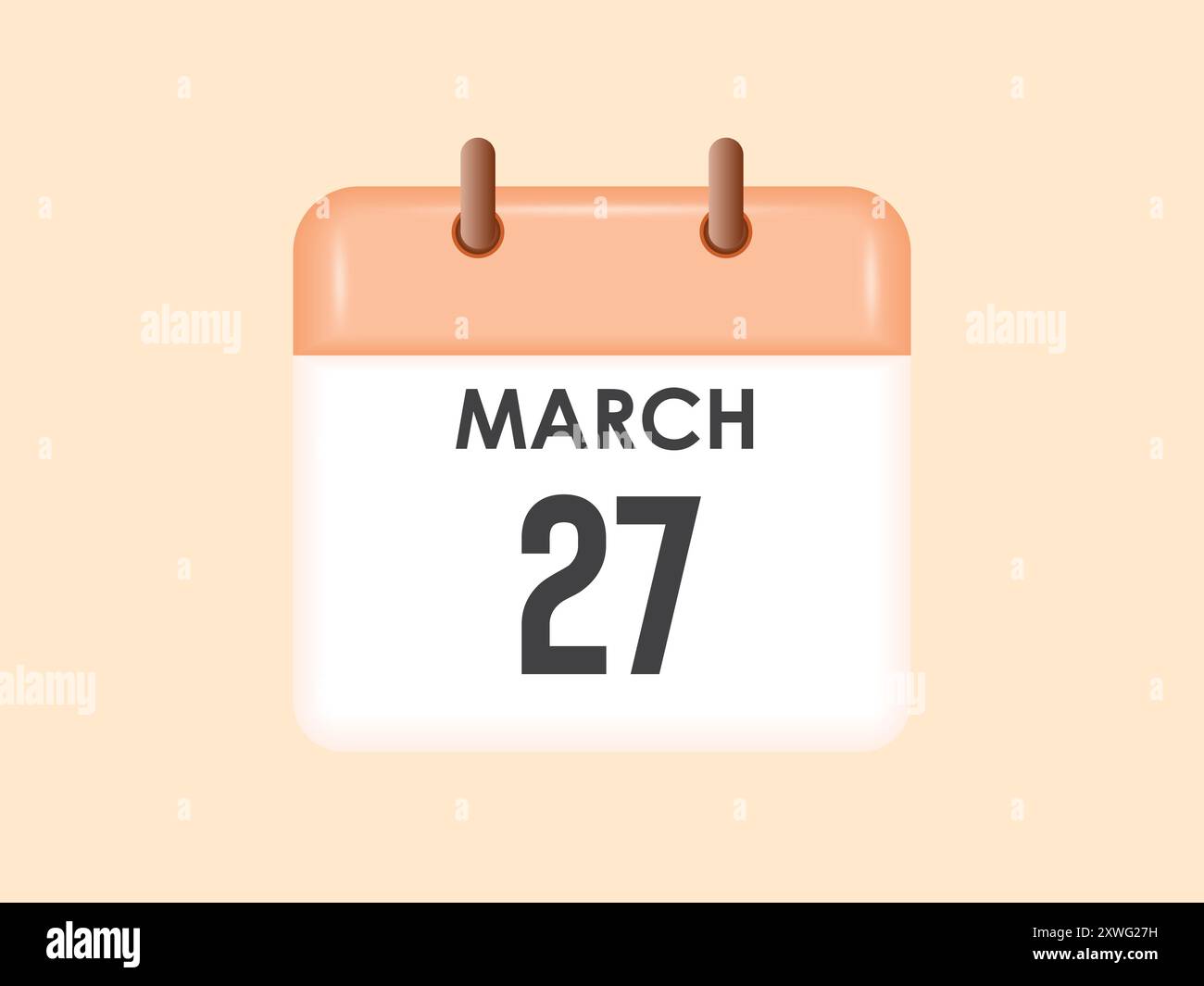 Marzo 27 - calendario e calendario. Promemoria icona Calendario giornaliero. Illustrazione vettoriale. Illustrazione Vettoriale
