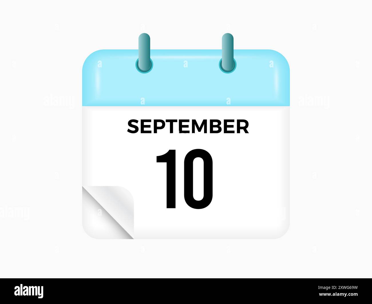 10 settembre - calendario e calendario. Promemoria icona Calendario giornaliero. Illustrazione vettoriale. Illustrazione Vettoriale