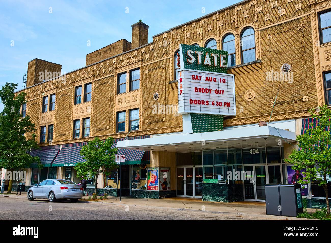 Facciata dello storico teatro statale Marquee Advertising a Kalamazoo Street-level Foto Stock