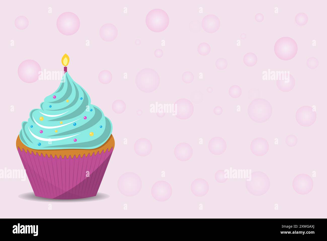 Sfondo con cupcake di compleanno con candela Foto Stock