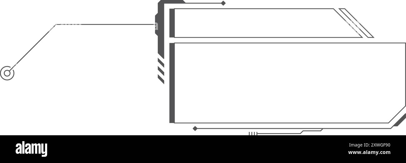 Didascalia futuristica. Cornice di testo digitale. Bordo cibernetico isolato su sfondo bianco Illustrazione Vettoriale