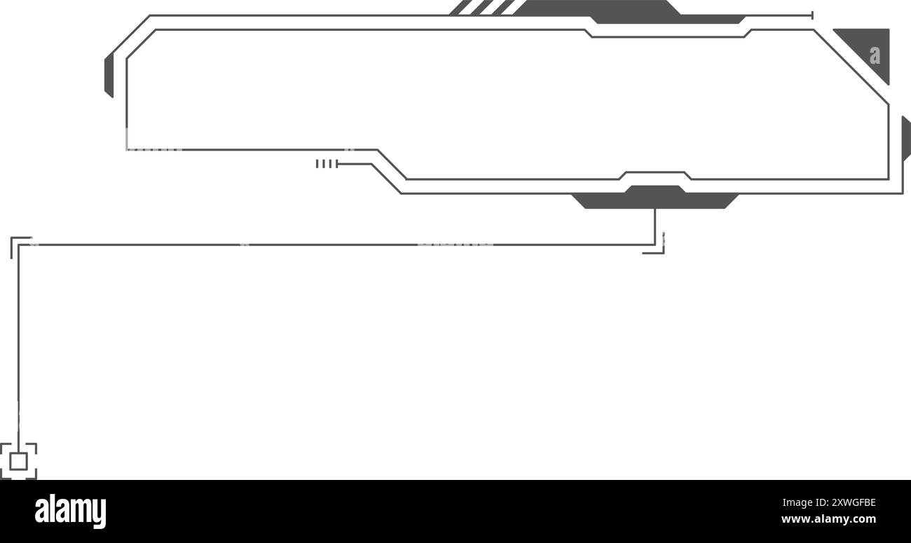 Modello di didascalia hud digitale. Cornice infografica futuristica isolata su sfondo bianco Illustrazione Vettoriale