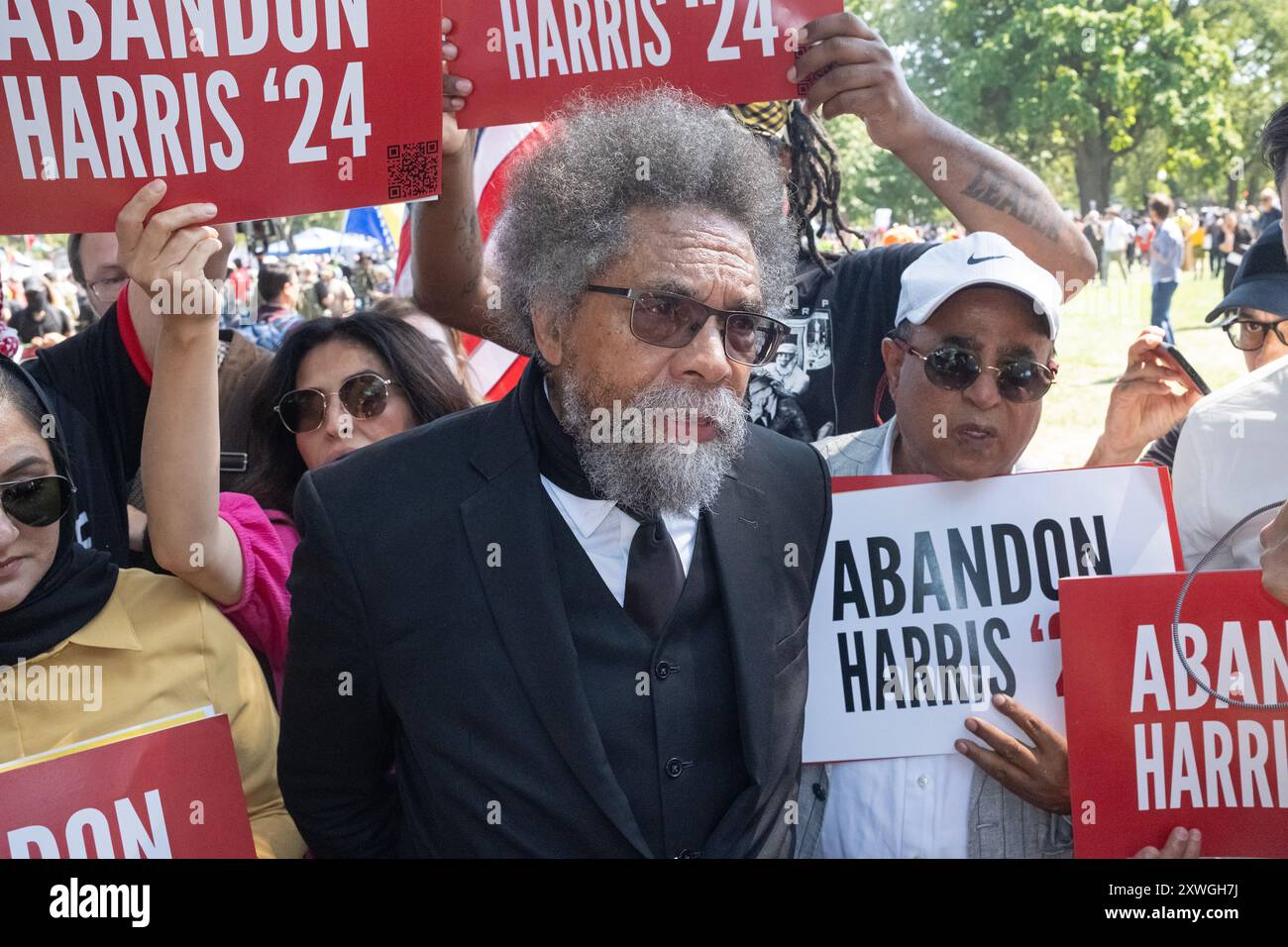 Cornel West alla protesta pro-Palestina a Union Park, Chicago. 19 agosto 2024. Foto Stock