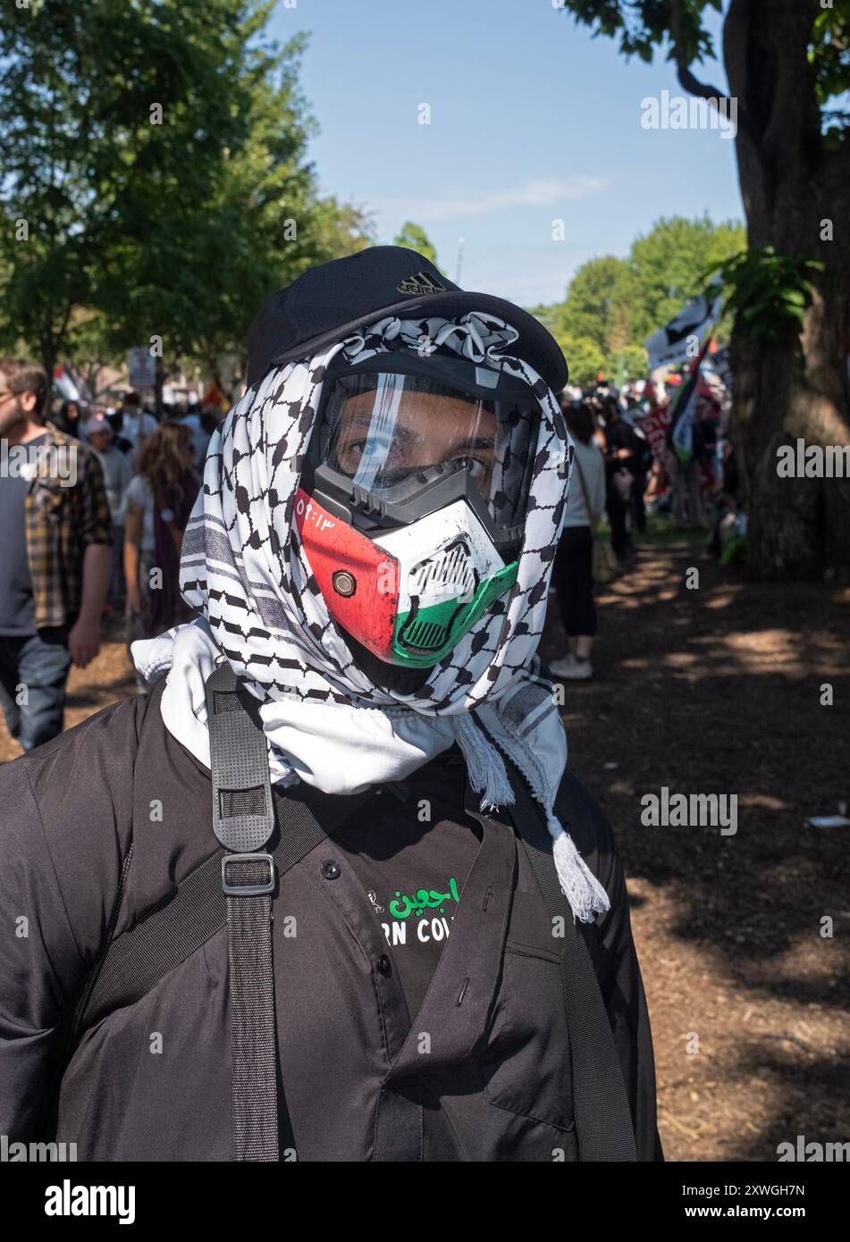Manifestanti pro-palestinesi a Union Park, Chicago. 19 agosto 2024. Foto Stock