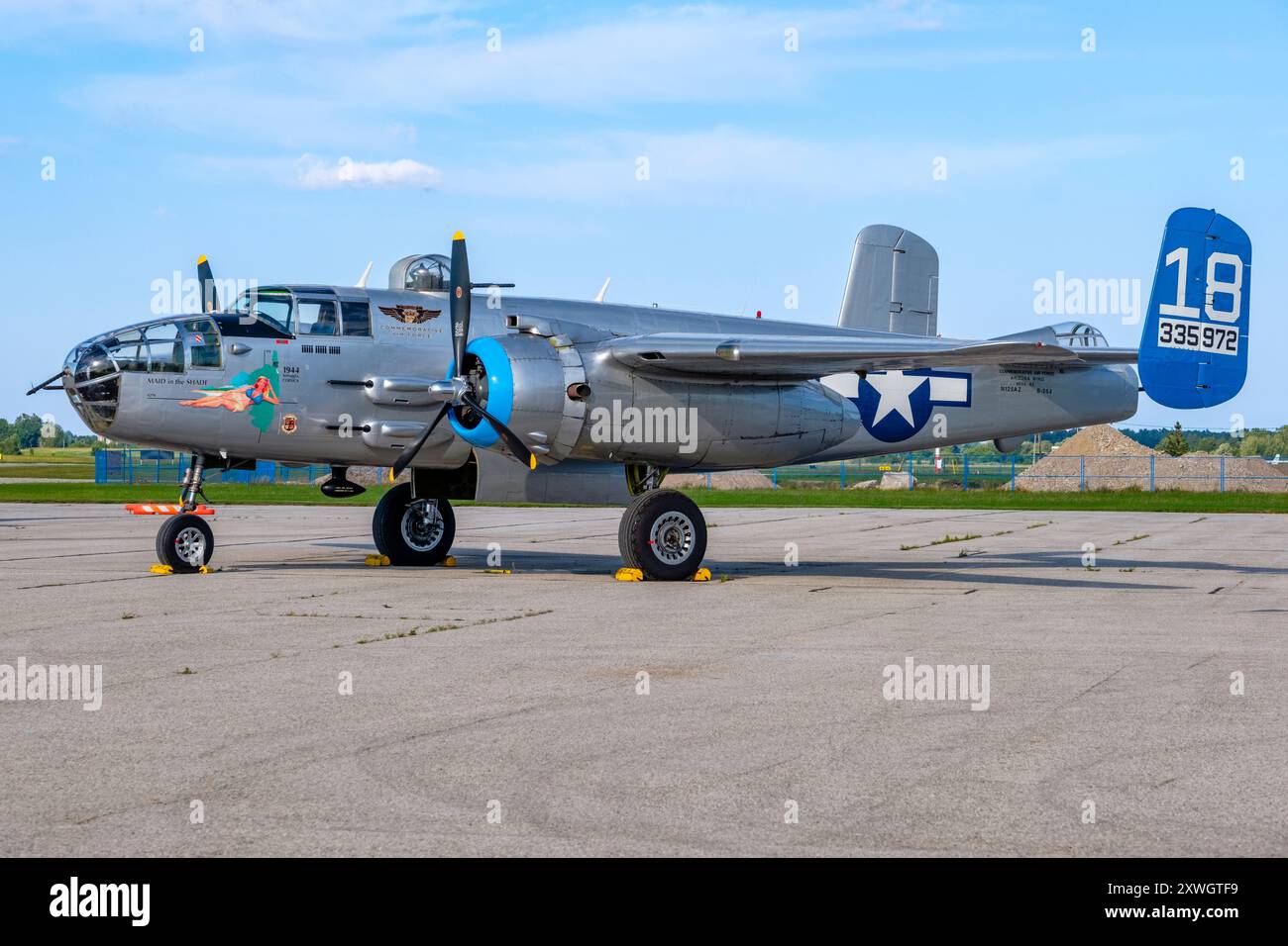 Commemorativo Air Force 1944 B-25J, North American B-25 Mitchell aereo da bombardiere medio della seconda guerra mondiale, aereo da caccia B25, Maid in the Shade, USAF Foto Stock