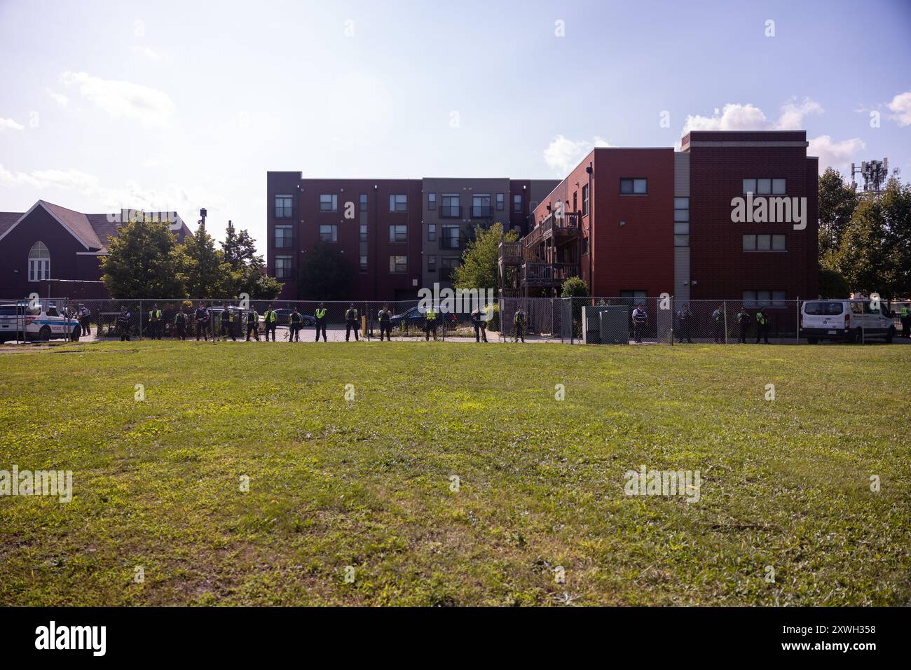 Chicago, Stati Uniti. 19 agosto 2024. Attività di polizia intorno alle proteste alla Convention Nazionale Democratica credito: Zachary Tarrant/Alamy Live News Foto Stock