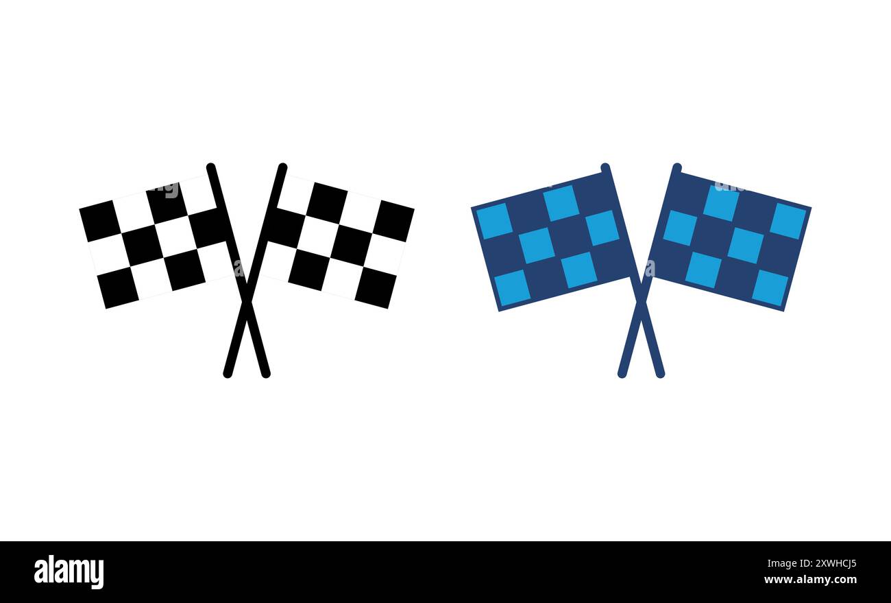 Vettore icona bandiera da corsa. Icona della bandiera da corsa.icona della bandiera da corsa a scacchi Illustrazione Vettoriale