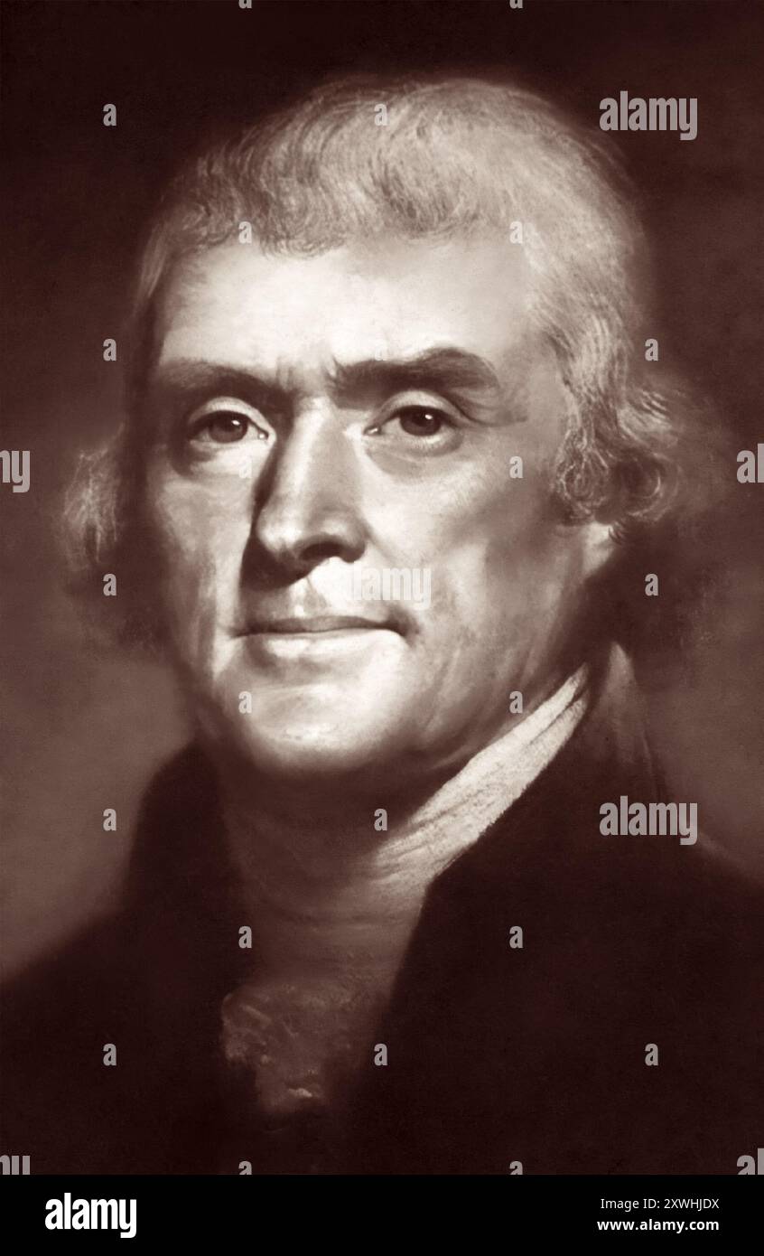 Thomas Jefferson (1743-1826), autore principale della dichiarazione di indipendenza e terzo presidente degli Stati Uniti. (USA) Foto Stock