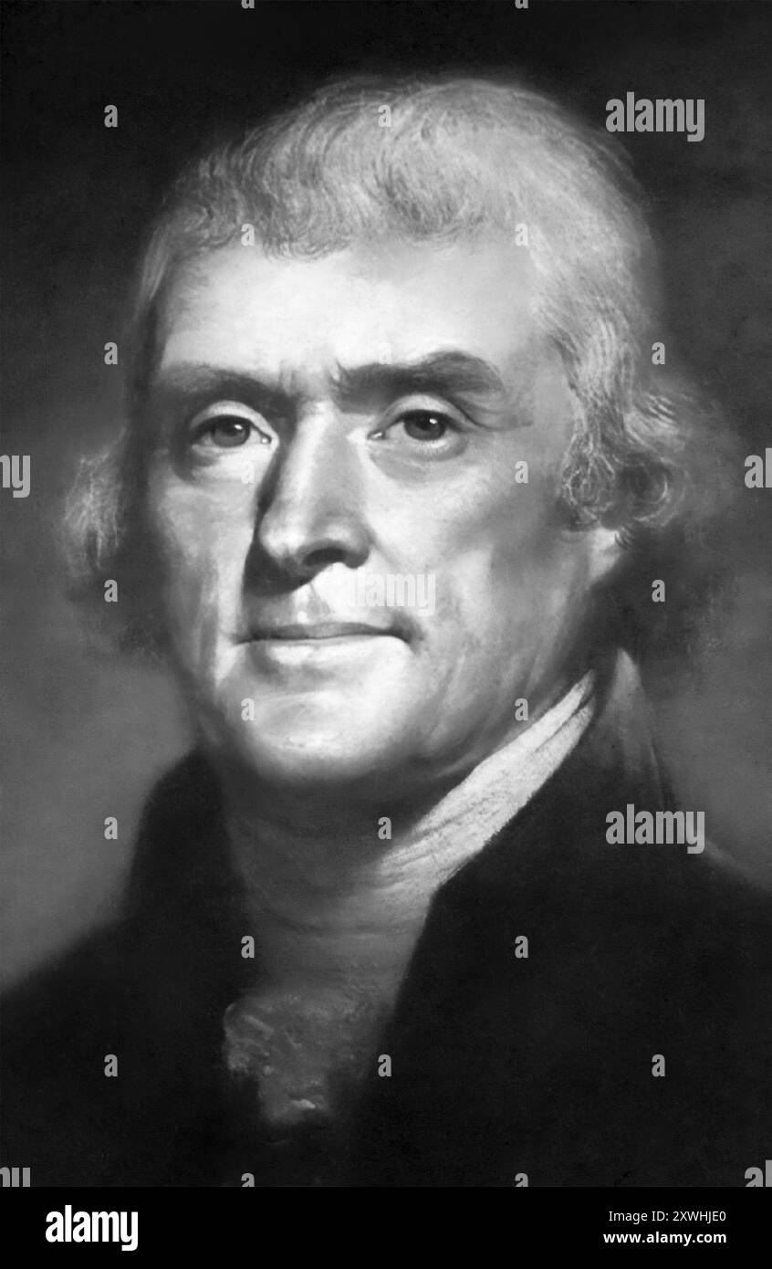 Thomas Jefferson (1743-1826), autore principale della dichiarazione di indipendenza e terzo presidente degli Stati Uniti. (USA) Foto Stock