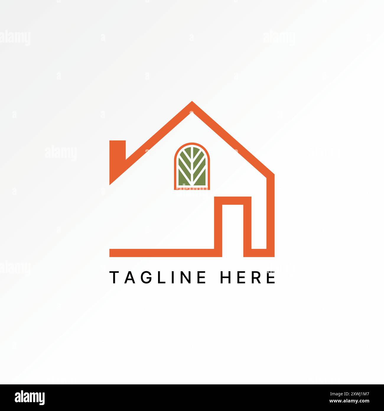 Design del logo concept grafico astratto stock vettoriale premium creativo linea semplice per la casa finestra riutilizzabile. Casa ecocompatibile correlata Illustrazione Vettoriale