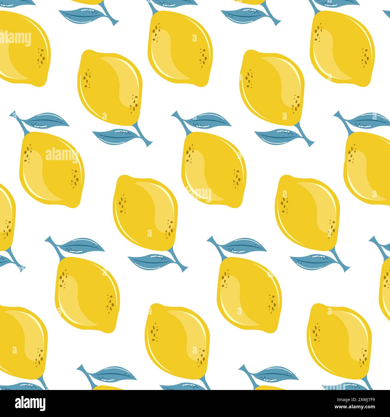 Limoni disegnati a mano senza cuciture di colore giallo. Modelli di sfondo per agrumi Illustrazione Vettoriale