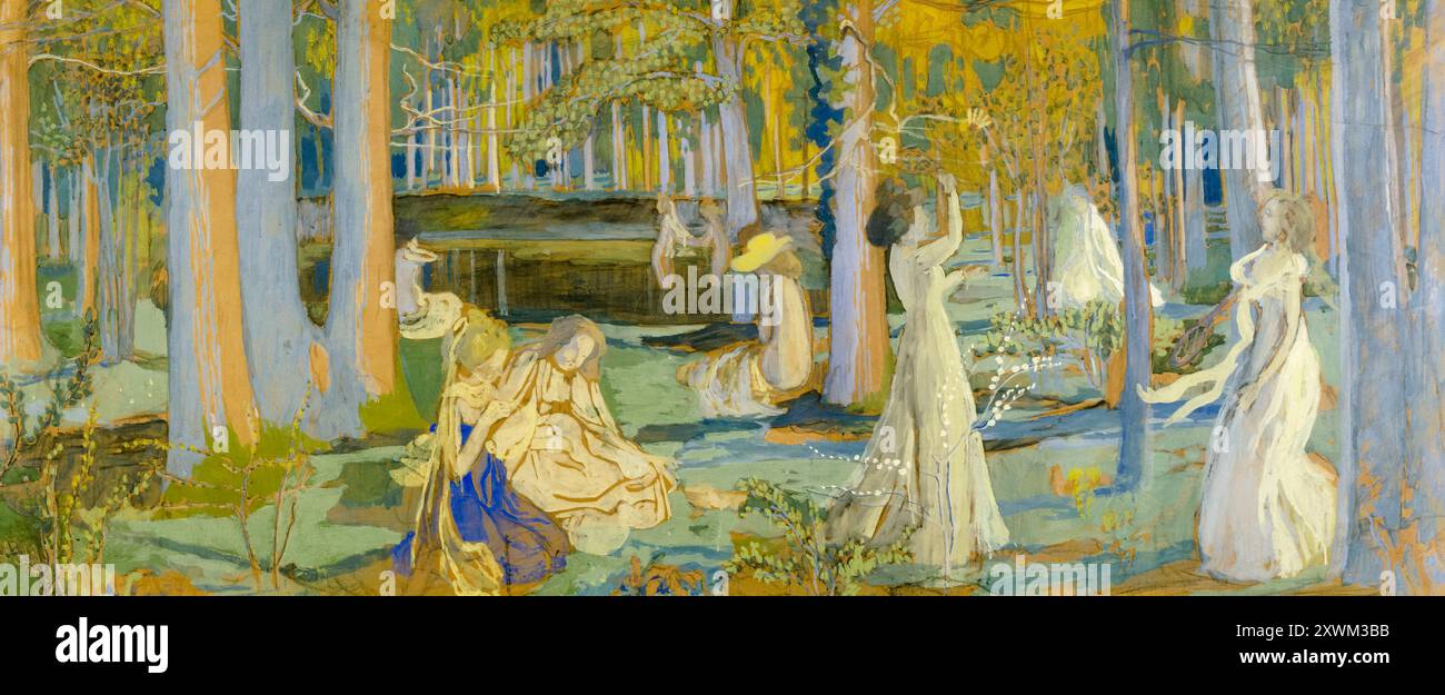 Maurice Denis, Sketch for the Steering Wheel Game, The Sacred Wood, painting 1900 Foto Stock