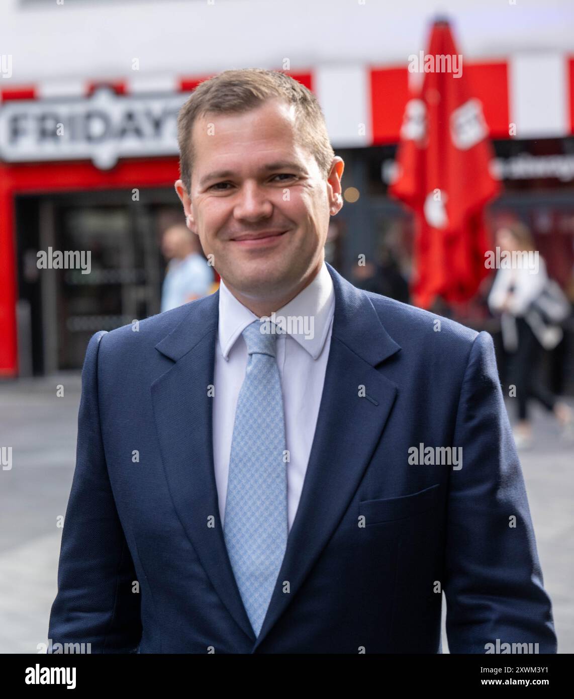 Londra, Regno Unito. 20 agosto 2024. Robert Jenrick, deputato conservatore della leadership dopo essere stato intervistato su LBC radio, Londra Regno Unito Credit: Ian Davidson/Alamy Live News Foto Stock