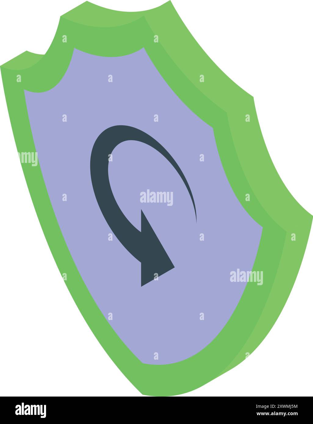 Lo scudo di sicurezza visualizza un simbolo di freccia rotante, che rappresenta il concetto di protezione continua Illustrazione Vettoriale