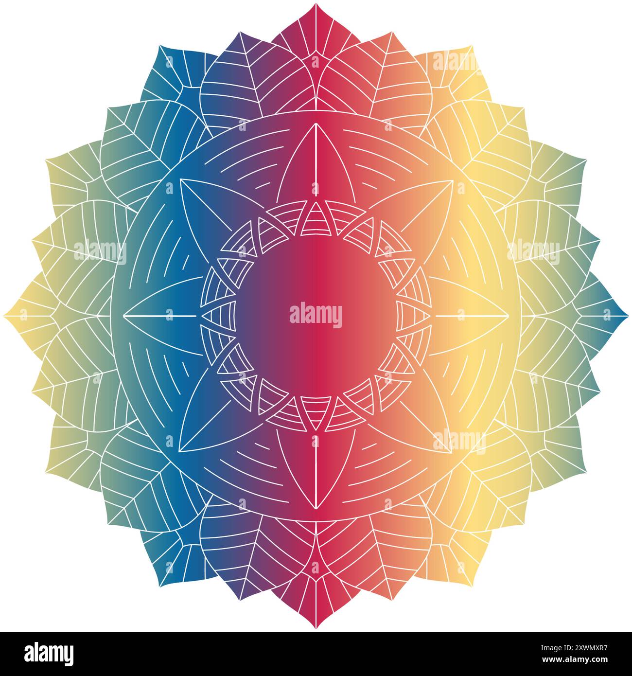 Vivace arte circolare mandala. Design complesso e colorato per meditazione, yoga e arredamento per la casa. Perfetto per tatuaggi, carta da parati... Illustrazione Vettoriale