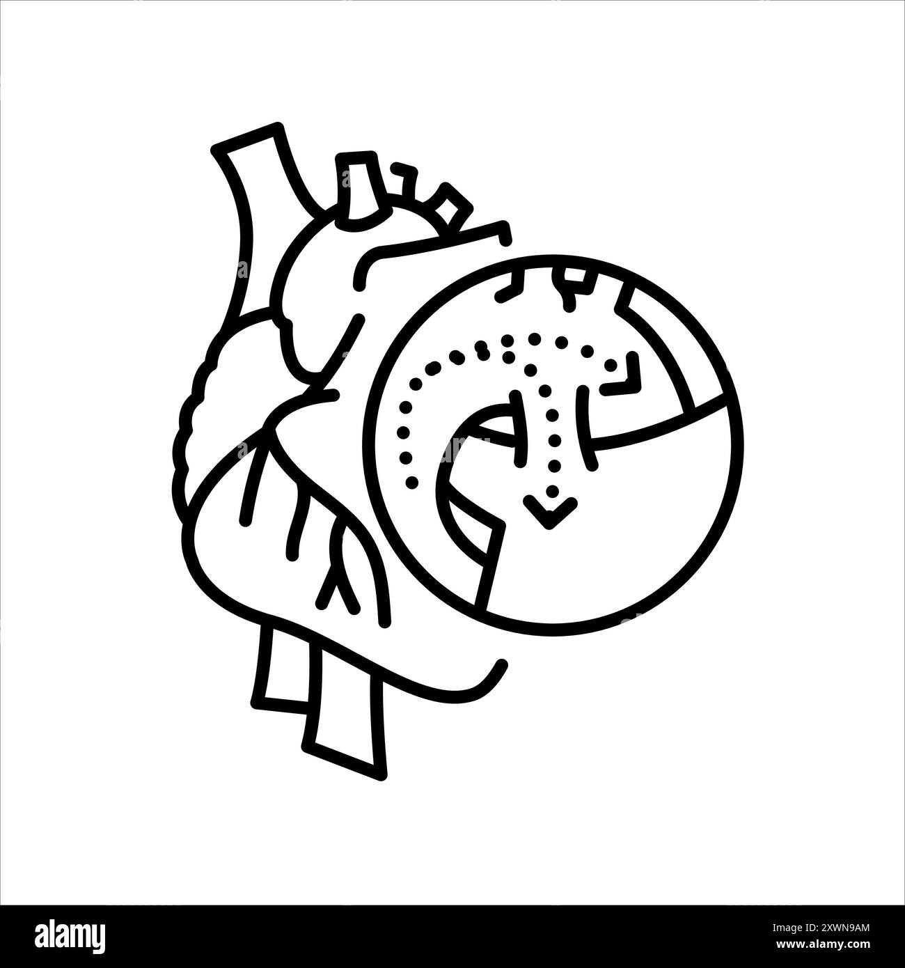 Icona nera della linea del dotto arterioso. Firma per pagina Web, app mobile, pulsante, logo. Pulsante isolato vettore. Traccia modificabile. Illustrazione Vettoriale