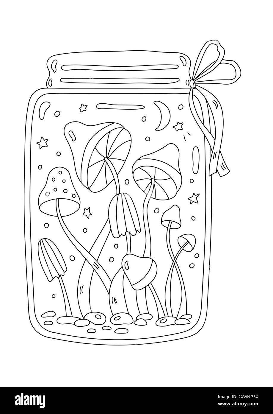 Vaso magico con colori di funghi e stelle per adulti e bambini Illustrazione Vettoriale