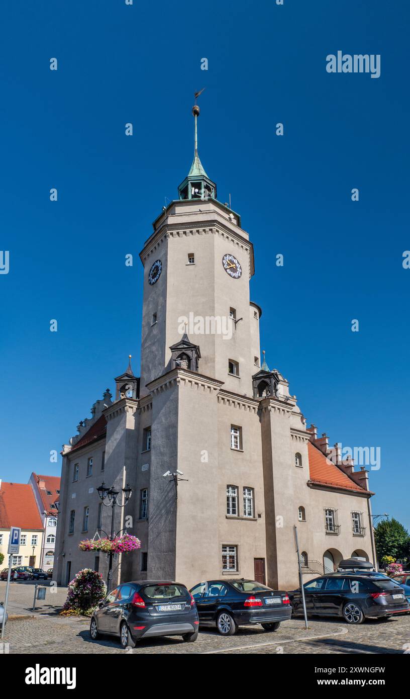 Municipio, intorno al 1600, stile rinascimentale, Piazza del mercato a Prusice, Voivodato della bassa Slesia, Polonia Foto Stock